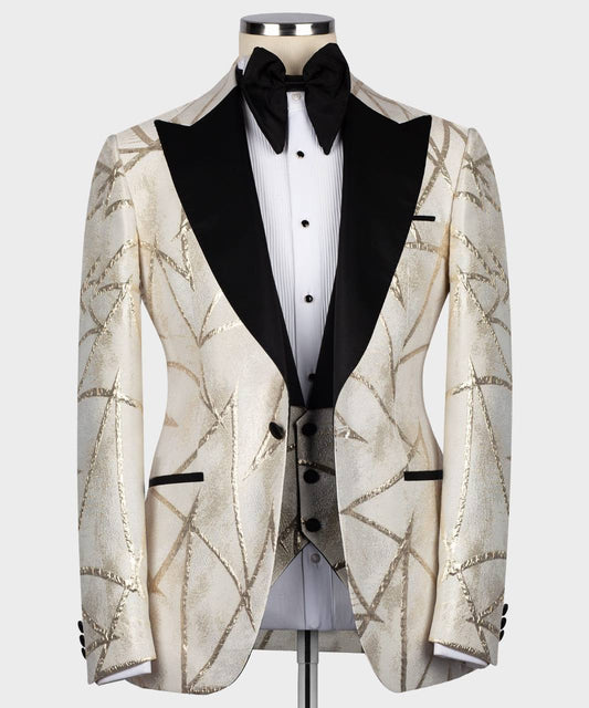 Patterned Pointed Lapel Tuxedo