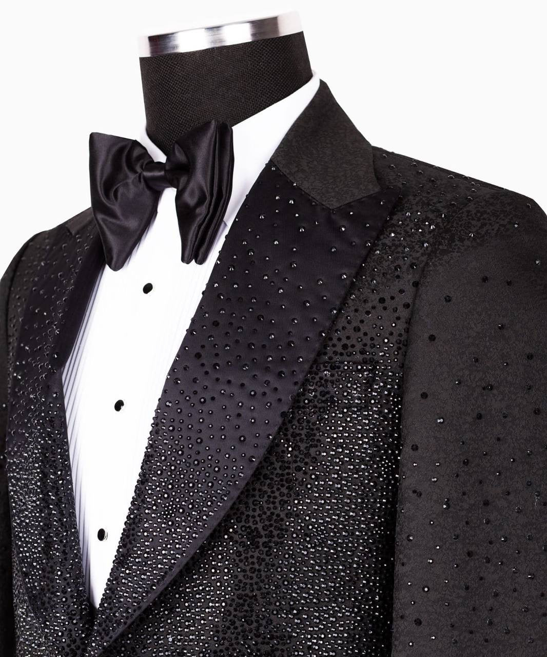 Dazzling Black Tuxedo with Crystal Embroidered