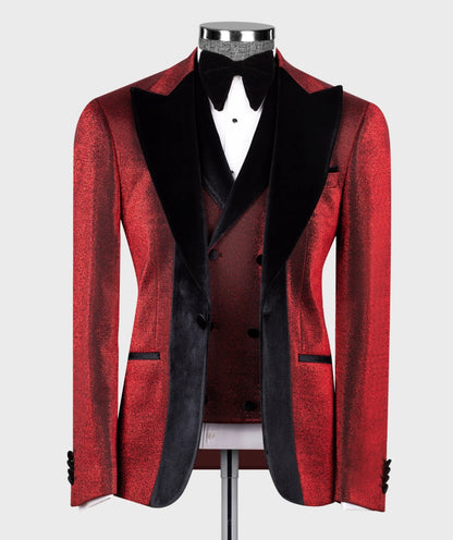 Velvet Lapel Red Tuxedo