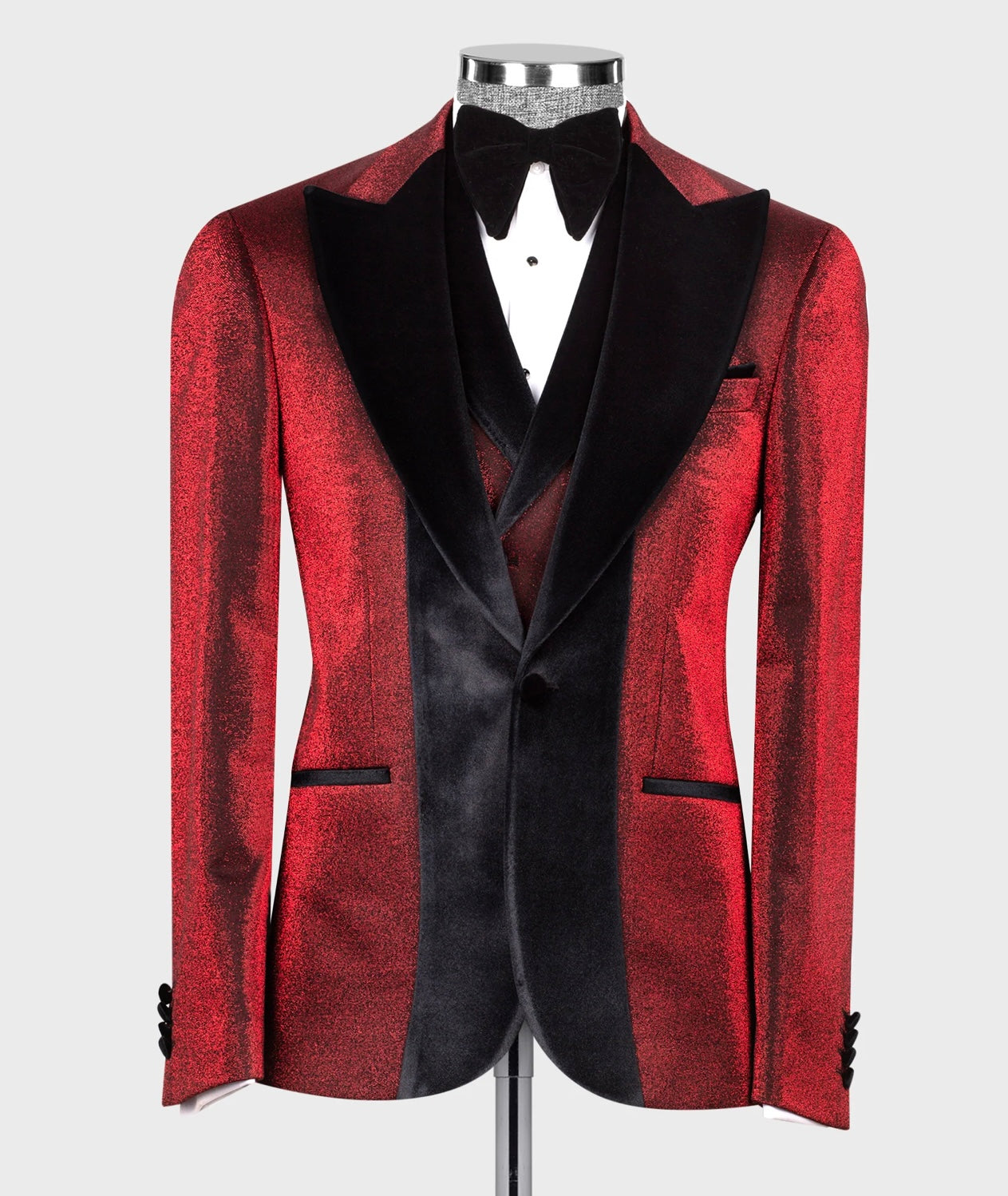 Velvet Lapel Red Tuxedo