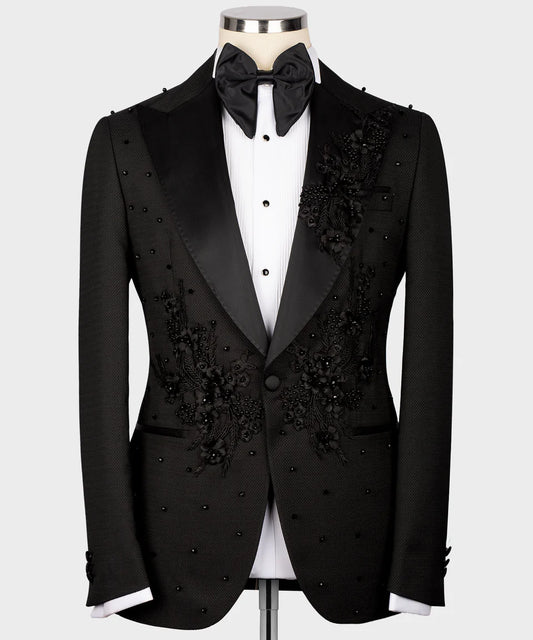 Flower Patterned Black Tuxedo