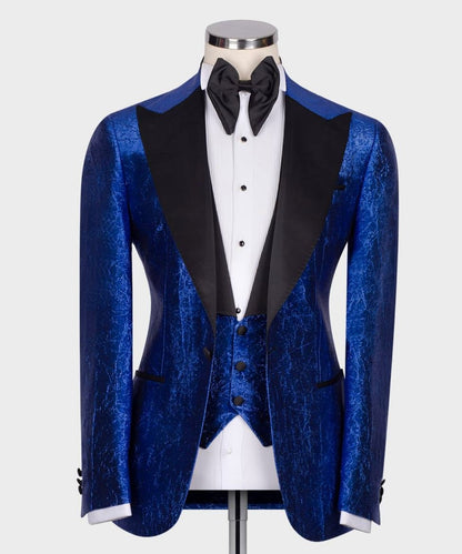 Herringbone Patterned Blue Tuxedo