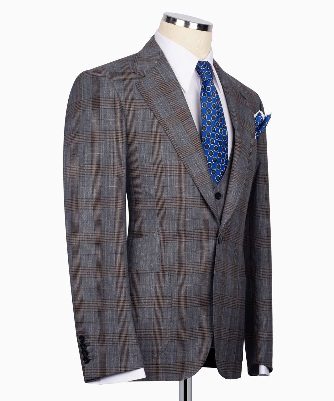 Plaid Three Piece Business Suit