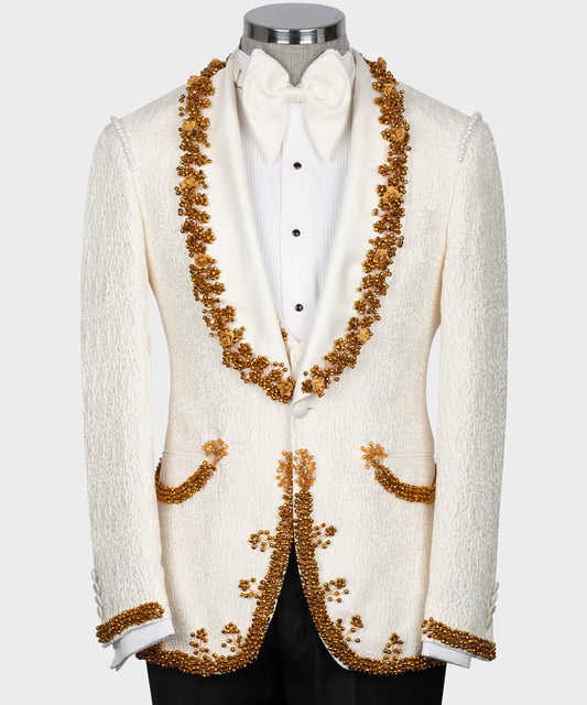 Gold Crystal Ornament Cream Tuxedo